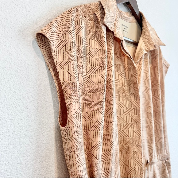 REI Co-op Sun Up Shirt Dress Midi Tan Geometric Active Travel Dress Medium - Picture 5 of 14